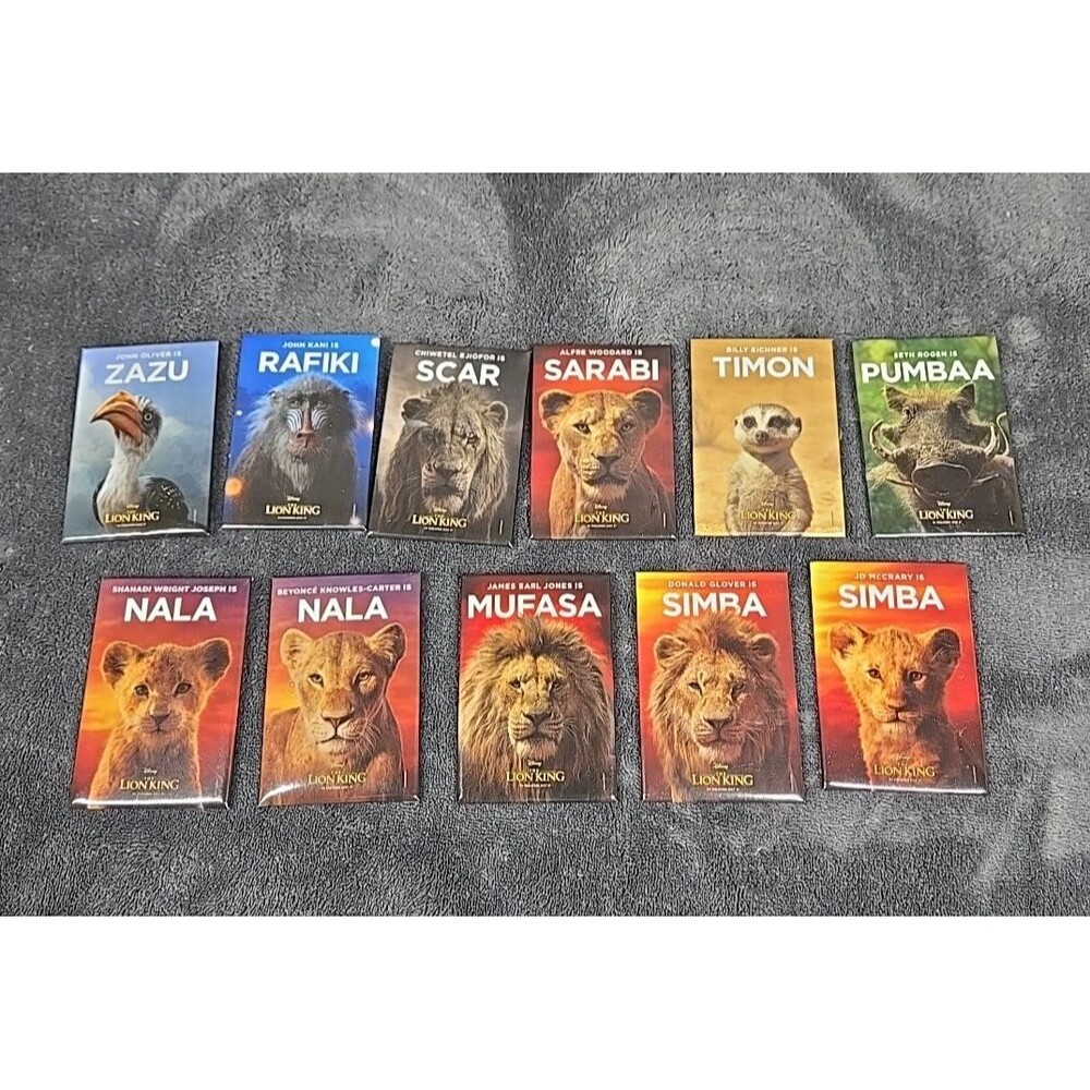Disney Lion King 2019 Movie Promotion Pins Complete Set of 11 2"x3" Mufasa Simba